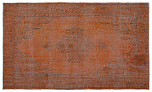 Orange Over Dyed Vintage Rug 5'9'' x 9'9'' ft 176 x 298 cm