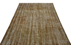 Brown Over Dyed Vintage Rug 5'10'' x 9'8'' ft 177 x 294 cm