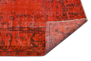 Red Over Dyed Vintage Rug 5'9'' x 9'7'' ft 176 x 293 cm