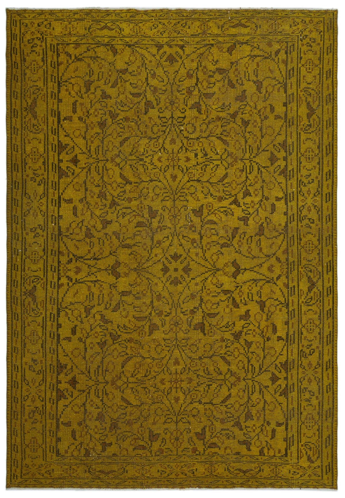 Yellow Over Dyed Vintage Rug 6&#39;0&#39;&#39; x 8&#39;8&#39;&#39; ft 184 x 265 cm