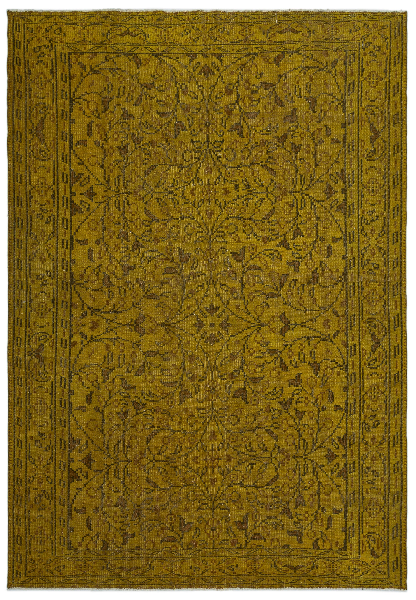 Yellow Over Dyed Vintage Rug 6'0'' x 8'8'' ft 184 x 265 cm