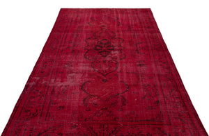 Red Over Dyed Vintage Rug 5'9'' x 9'3'' ft 174 x 283 cm
