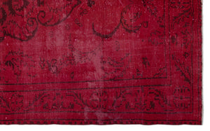 Red Over Dyed Vintage Rug 5'9'' x 9'3'' ft 174 x 283 cm