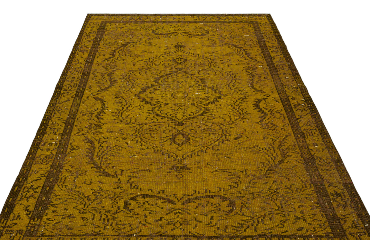 Yellow Over Dyed Vintage Rug 5&#39;9&#39;&#39; x 8&#39;6&#39;&#39; ft 175 x 258 cm