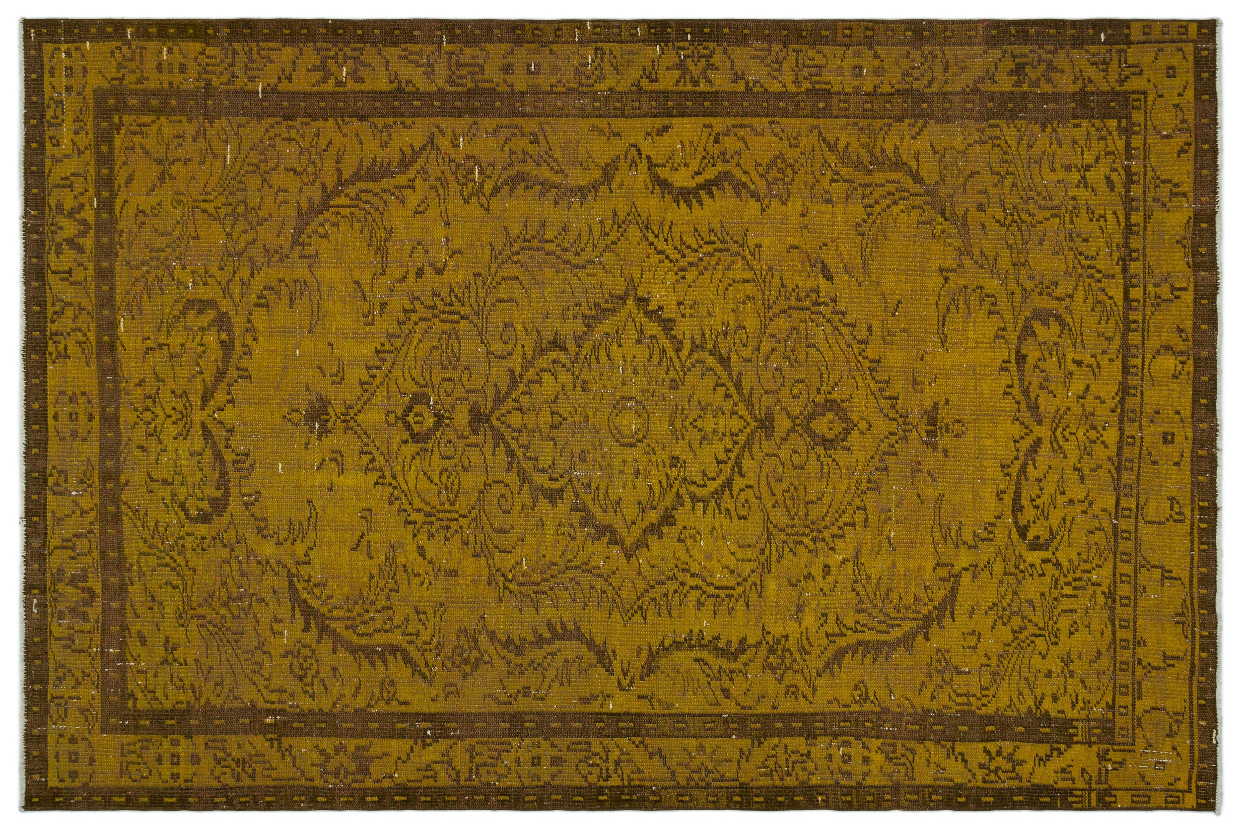 Yellow Over Dyed Vintage Rug 5'9'' x 8'6'' ft 175 x 258 cm