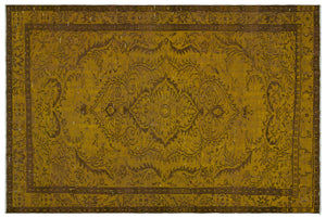 Yellow Over Dyed Vintage Rug 5'9'' x 8'6'' ft 175 x 258 cm