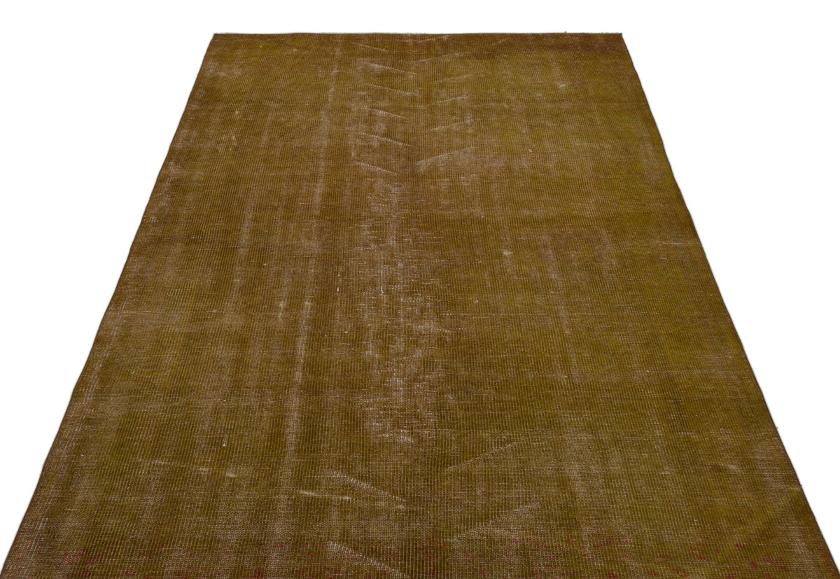 Brown Over Dyed Vintage Rug 5&#39;1&#39;&#39; x 8&#39;6&#39;&#39; ft 155 x 260 cm