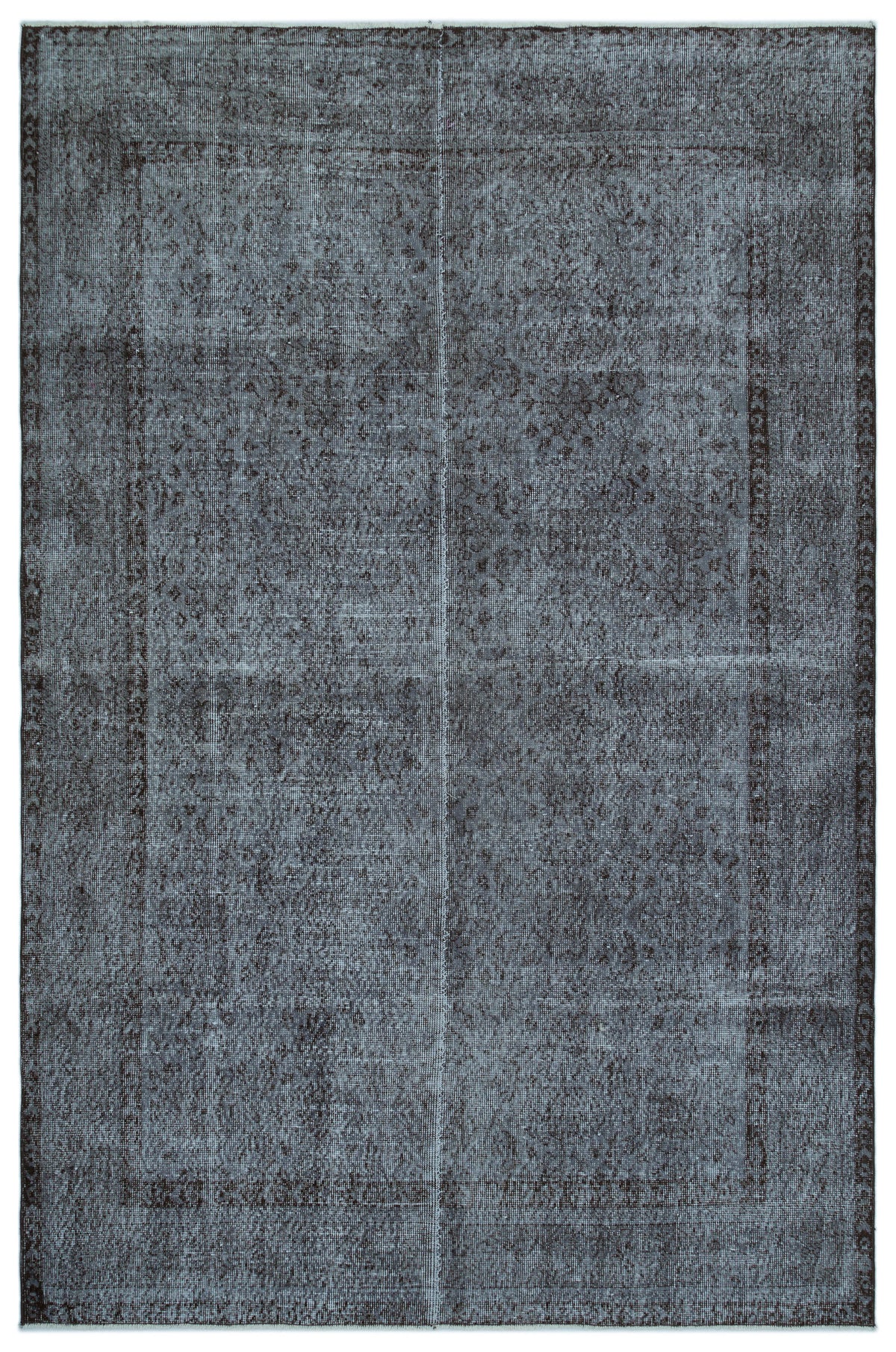 Gray Over Dyed Vintage Rug 5&#39;12&#39;&#39; x 9&#39;4&#39;&#39; ft 182 x 284 cm