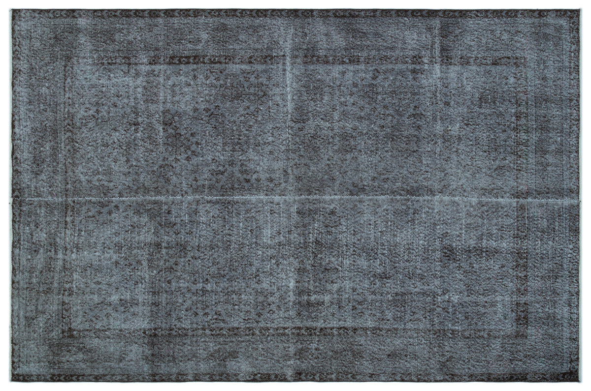 Gray Over Dyed Vintage Rug 5&#39;12&#39;&#39; x 9&#39;4&#39;&#39; ft 182 x 284 cm