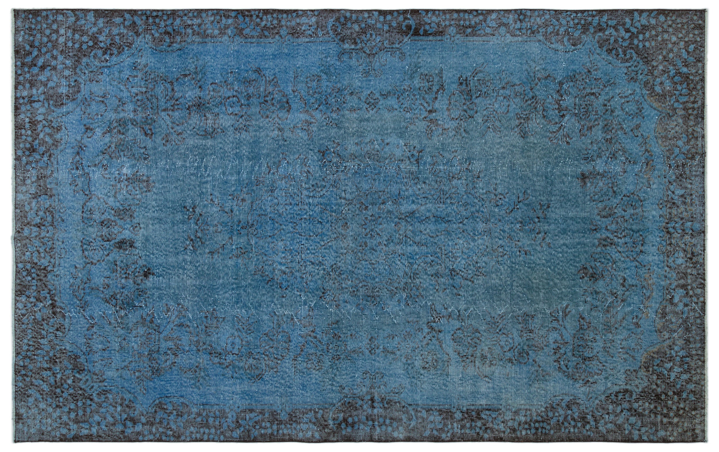 Blue Over Dyed Vintage Rug 5'9'' x 8'11'' ft 174 x 273 cm
