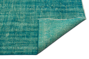 Turquoise  Over Dyed Vintage Rug 6'2'' x 9'3'' ft 187 x 282 cm