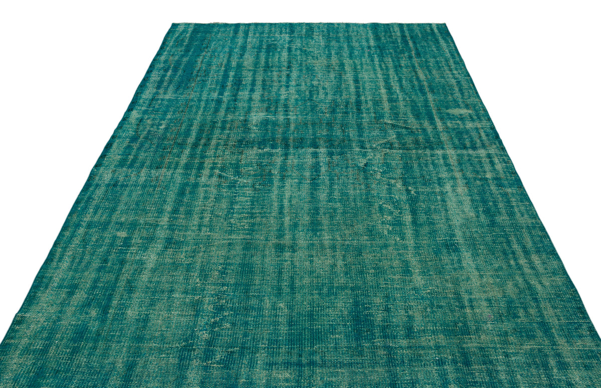 Turquoise  Over Dyed Vintage Rug 6&#39;2&#39;&#39; x 9&#39;3&#39;&#39; ft 187 x 282 cm