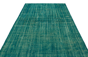 Turquoise  Over Dyed Vintage Rug 6'2'' x 9'3'' ft 187 x 282 cm