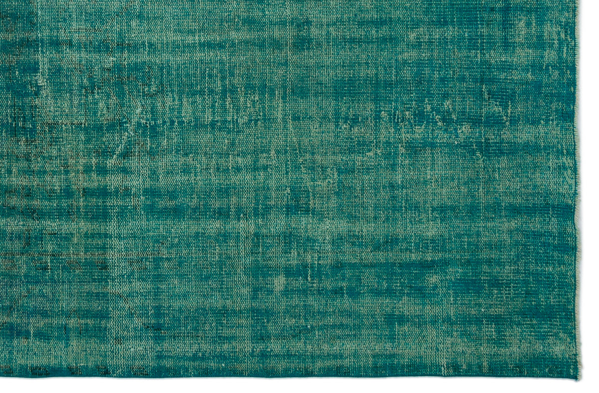 Turquoise  Over Dyed Vintage Rug 6&#39;2&#39;&#39; x 9&#39;3&#39;&#39; ft 187 x 282 cm