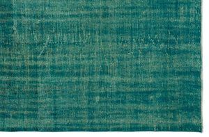 Turquoise  Over Dyed Vintage Rug 6'2'' x 9'3'' ft 187 x 282 cm