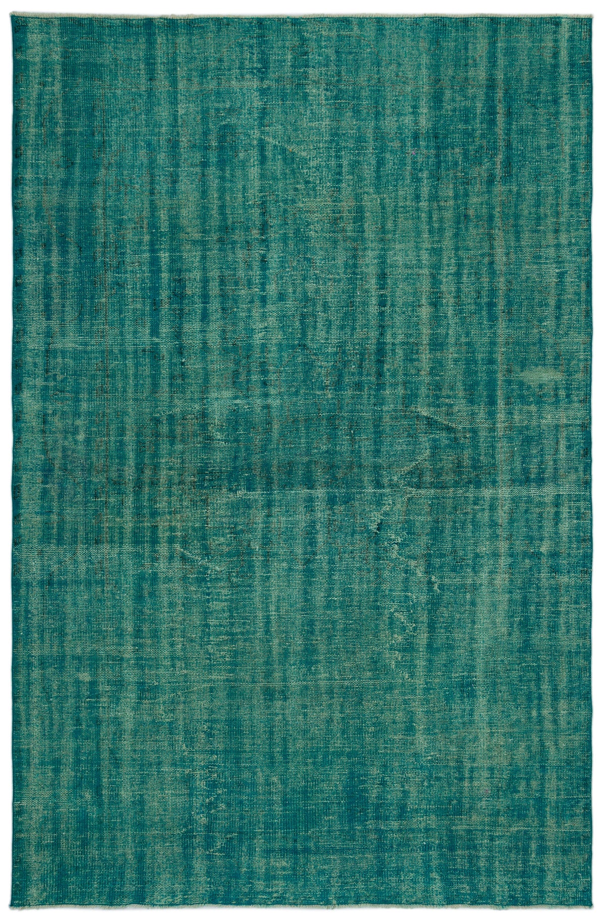 Turquoise  Over Dyed Vintage Rug 6&#39;2&#39;&#39; x 9&#39;3&#39;&#39; ft 187 x 282 cm