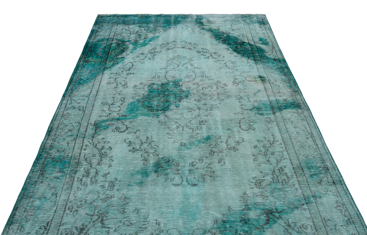 Turquoise  Over Dyed Vintage Rug 5&#39;8&#39;&#39; x 10&#39;0&#39;&#39; ft 173 x 305 cm