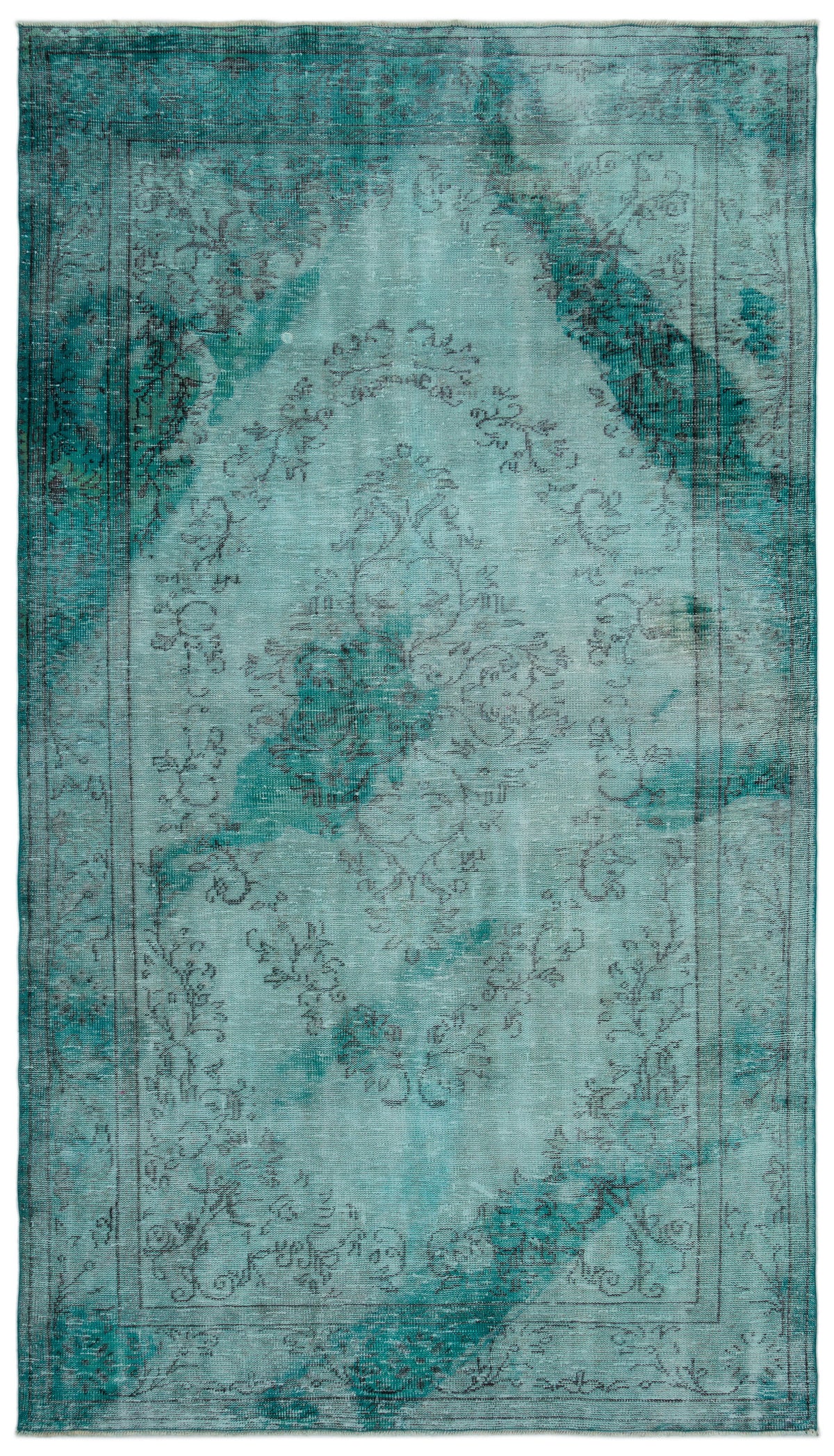 Turquoise  Over Dyed Vintage Rug 5&#39;8&#39;&#39; x 10&#39;0&#39;&#39; ft 173 x 305 cm