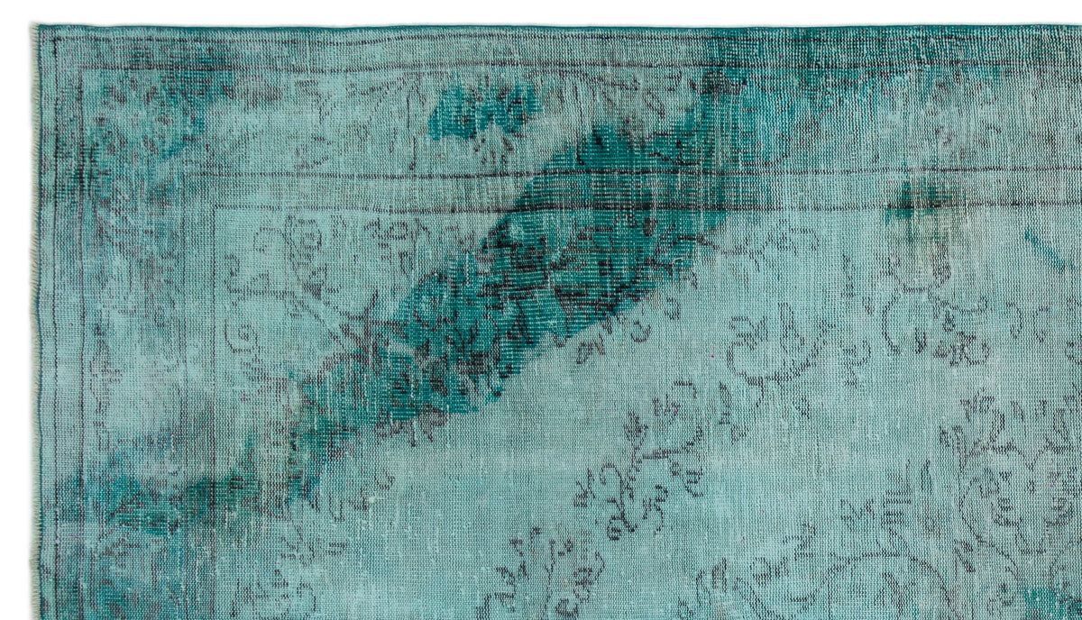 Turquoise  Over Dyed Vintage Rug 5&#39;8&#39;&#39; x 10&#39;0&#39;&#39; ft 173 x 305 cm