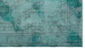 Turquoise  Over Dyed Vintage Rug 5'8'' x 10'0'' ft 173 x 305 cm