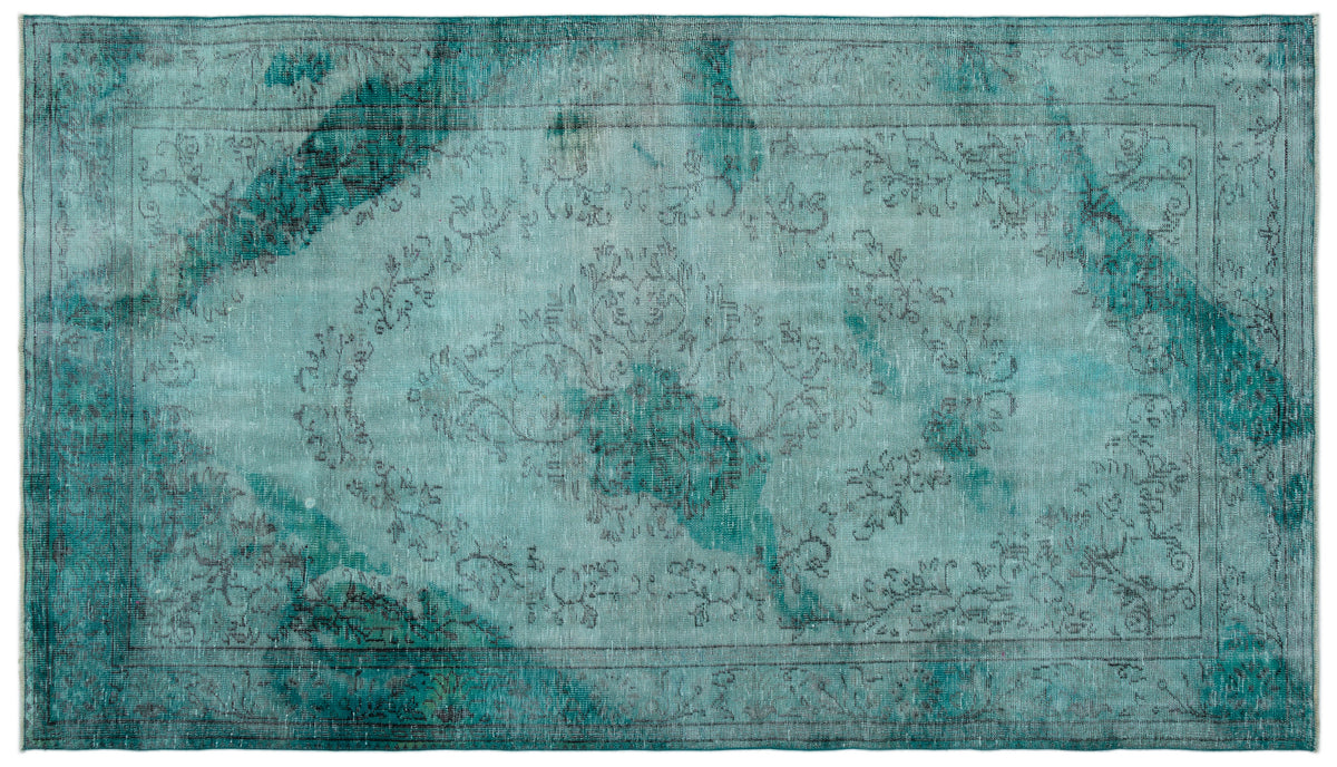 Turquoise  Over Dyed Vintage Rug 5&#39;8&#39;&#39; x 10&#39;0&#39;&#39; ft 173 x 305 cm