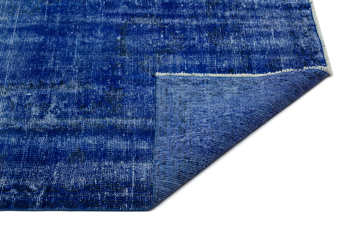 Blue Over Dyed Vintage Rug 5&#39;5&#39;&#39; x 8&#39;10&#39;&#39; ft 165 x 270 cm