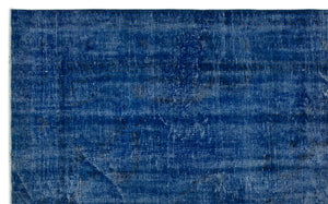 Blue Over Dyed Vintage Rug 5'5'' x 8'10'' ft 165 x 270 cm