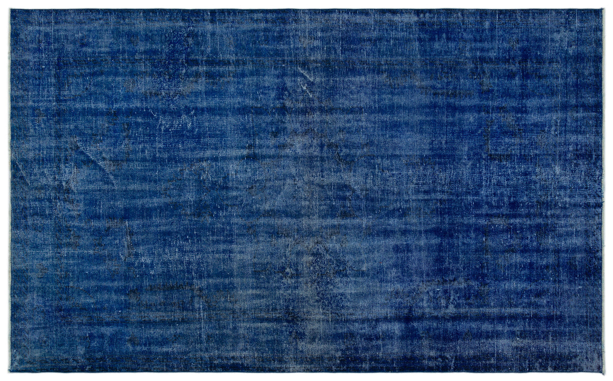 Blue Over Dyed Vintage Rug 5&#39;5&#39;&#39; x 8&#39;10&#39;&#39; ft 165 x 270 cm