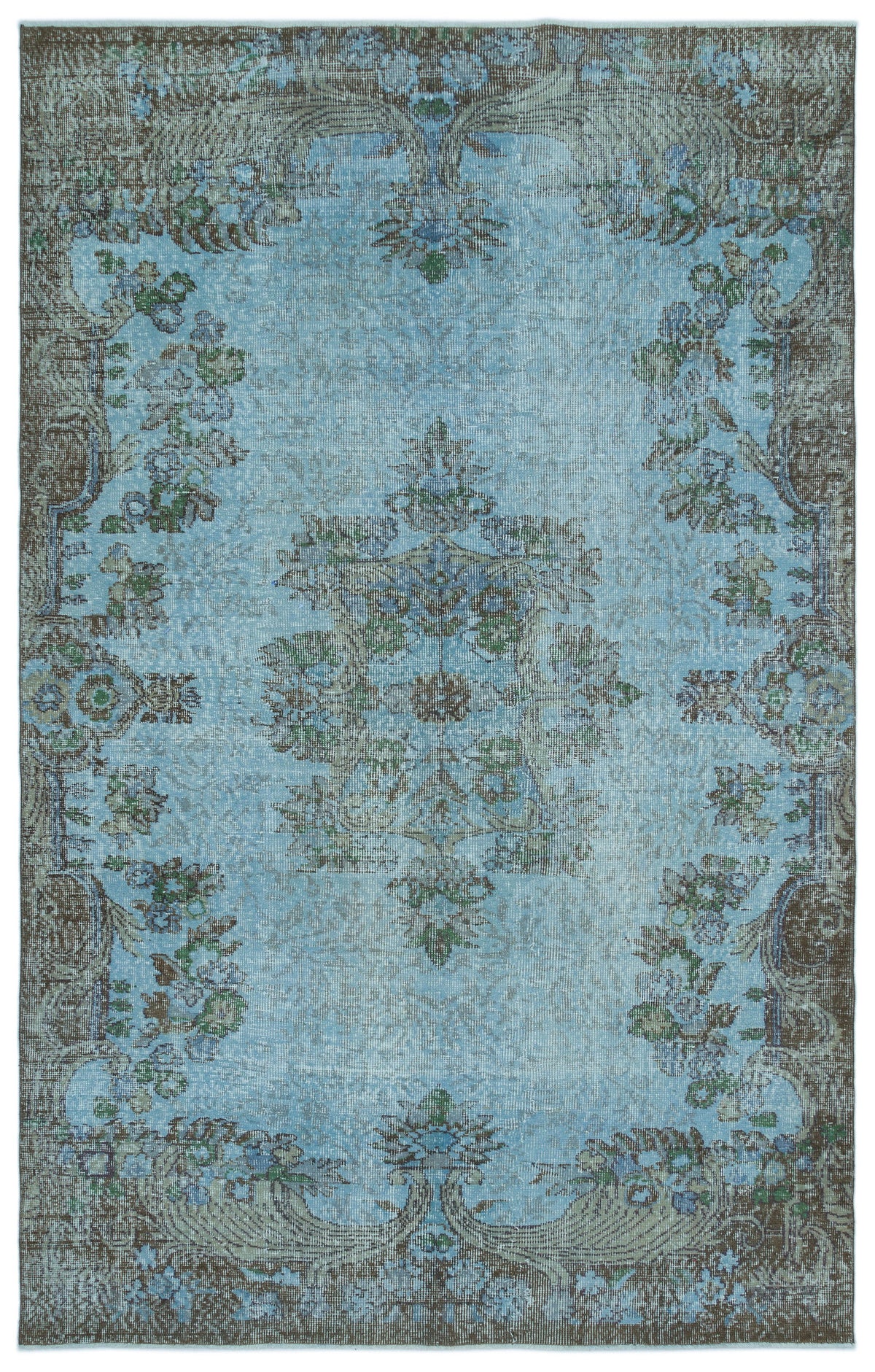 Blue Over Dyed Vintage Rug 5&#39;7&#39;&#39; x 8&#39;10&#39;&#39; ft 171 x 270 cm