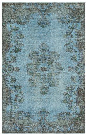 Blue Over Dyed Vintage Rug 5'7'' x 8'10'' ft 171 x 270 cm