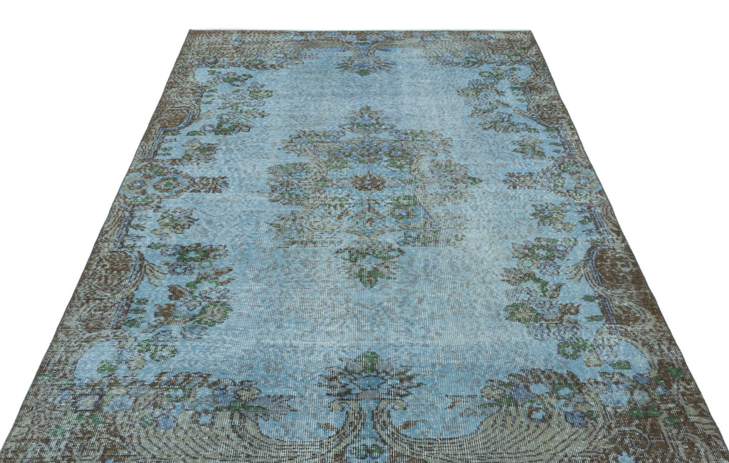 Blue Over Dyed Vintage Rug 5'7'' x 8'10'' ft 171 x 270 cm
