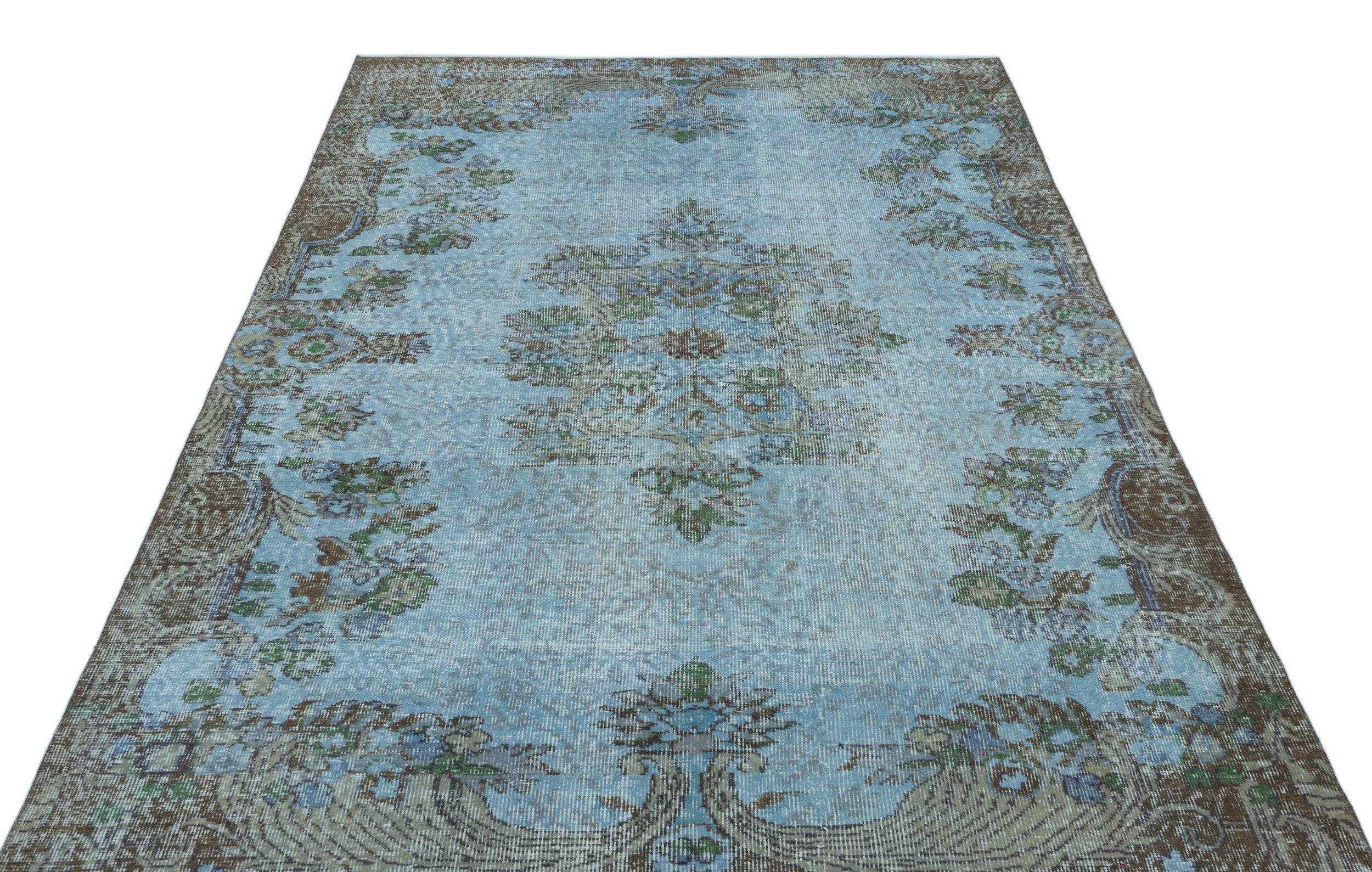 Blue Over Dyed Vintage Rug 5'7'' x 8'10'' ft 171 x 270 cm