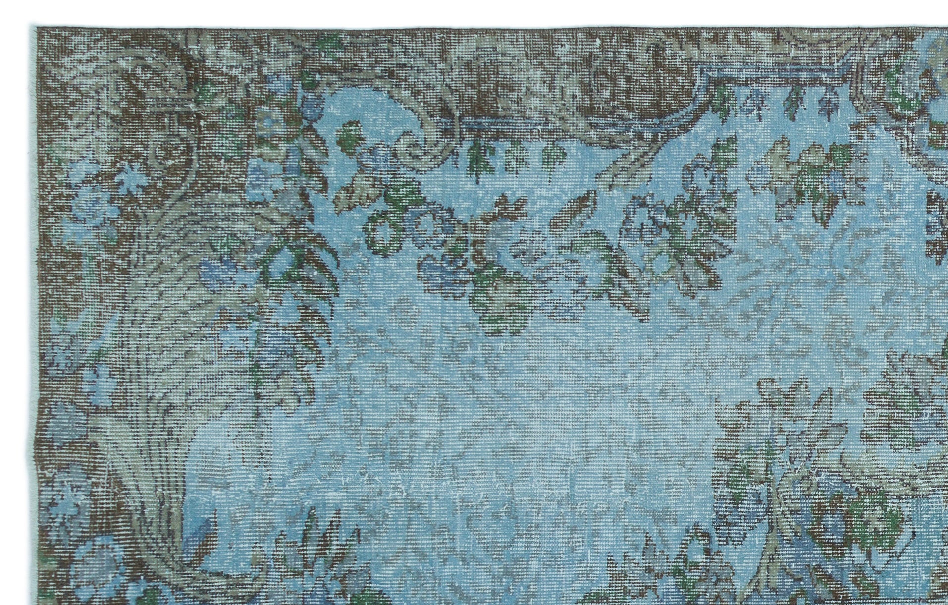 Blue Over Dyed Vintage Rug 5'7'' x 8'10'' ft 171 x 270 cm