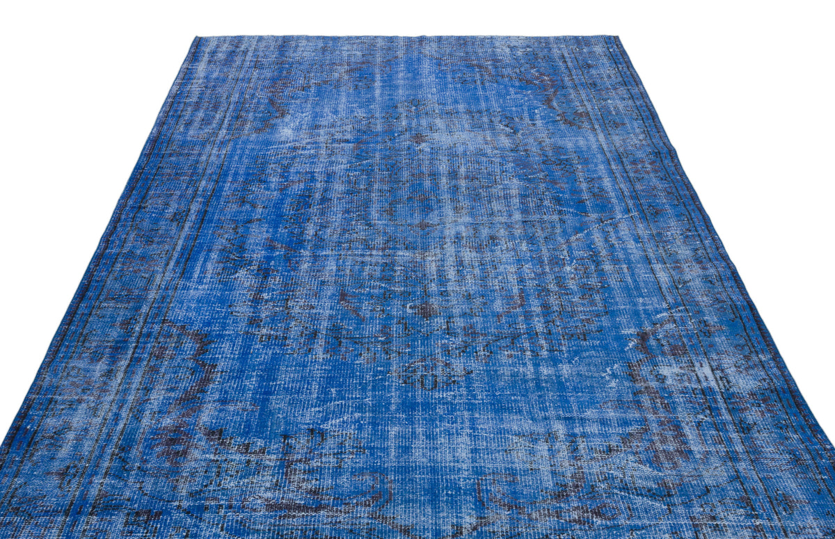 Blue Over Dyed Vintage Rug 6&#39;3&#39;&#39; x 8&#39;10&#39;&#39; ft 190 x 270 cm