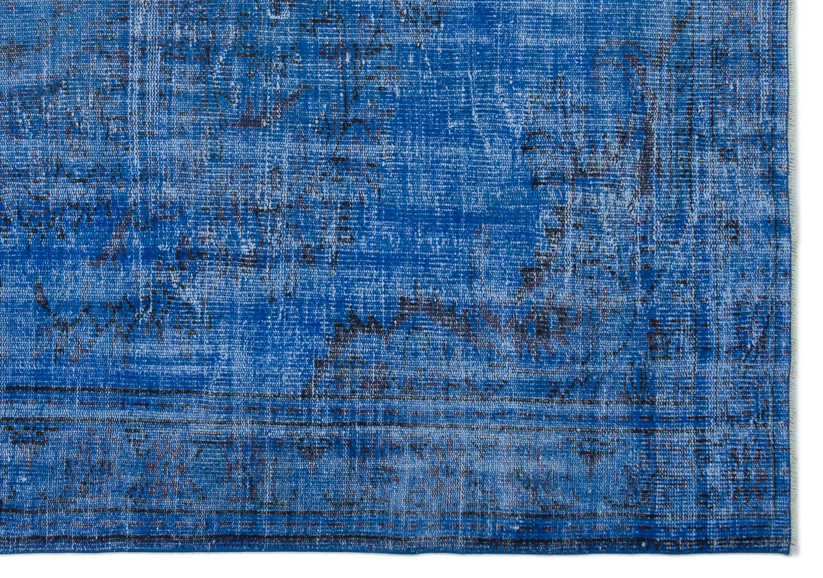 Blue Over Dyed Vintage Rug 6&#39;3&#39;&#39; x 8&#39;10&#39;&#39; ft 190 x 270 cm