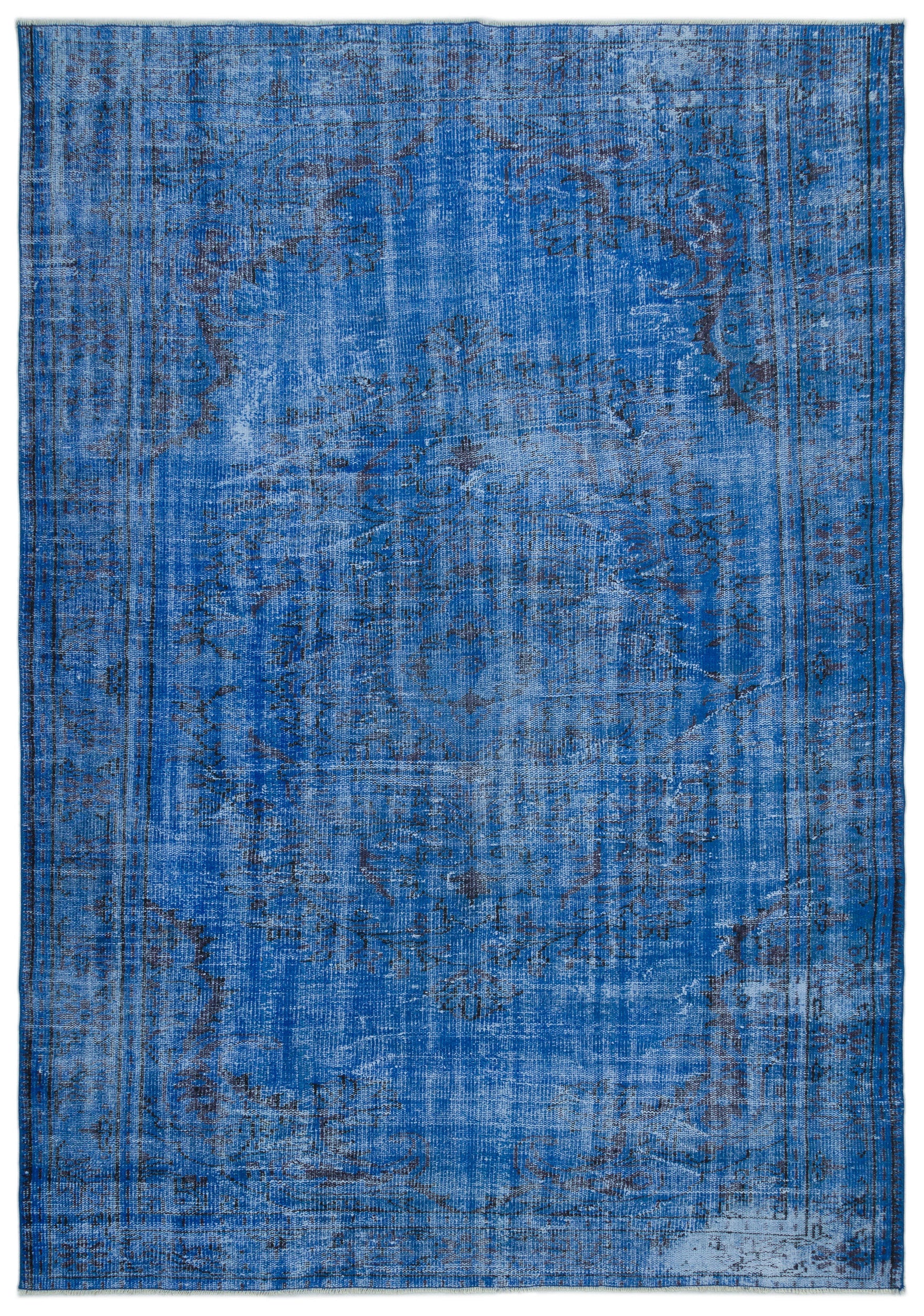 Blue Over Dyed Vintage Rug 6'3'' x 8'10'' ft 190 x 270 cm