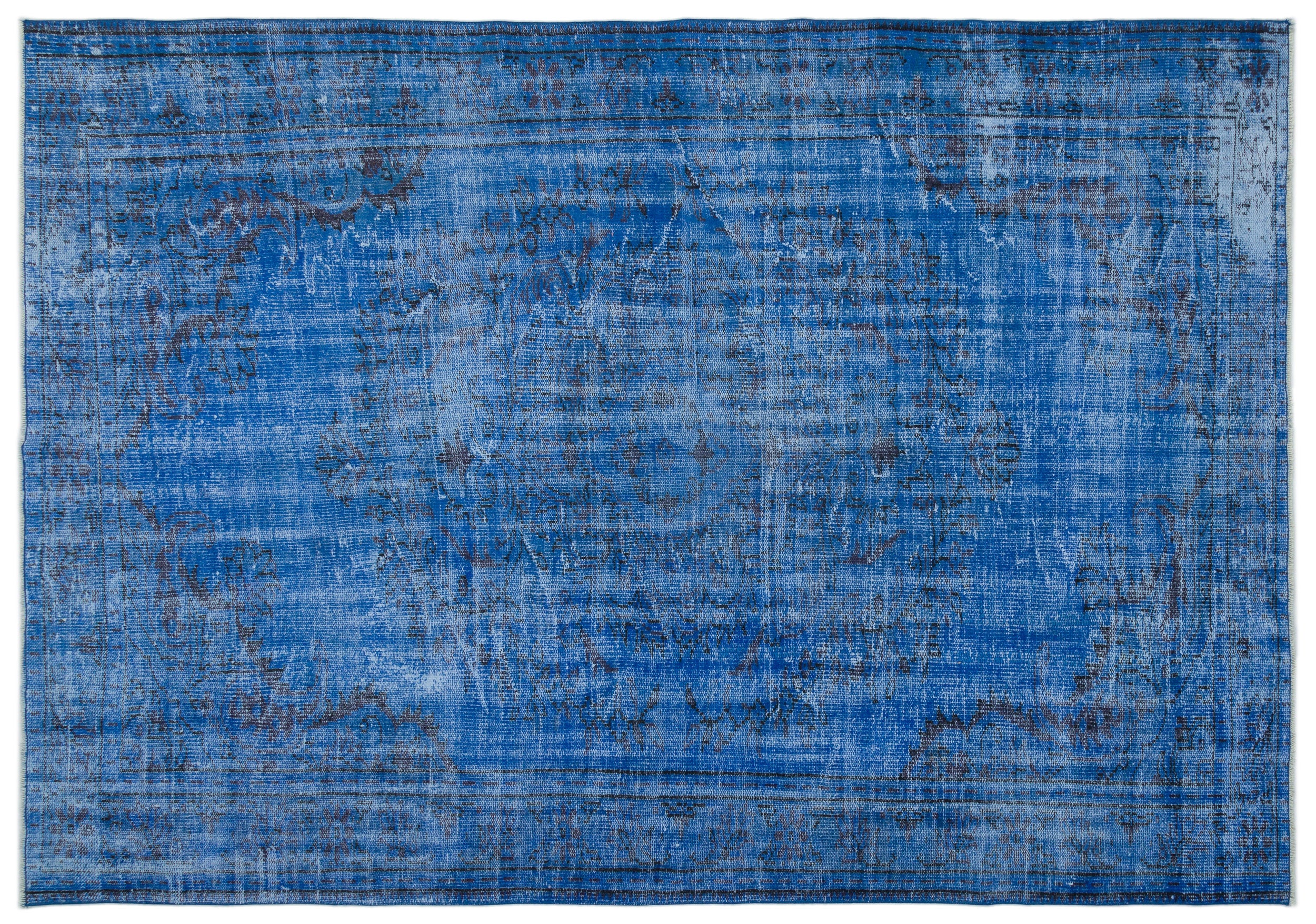 Blue Over Dyed Vintage Rug 6'3'' x 8'10'' ft 190 x 270 cm