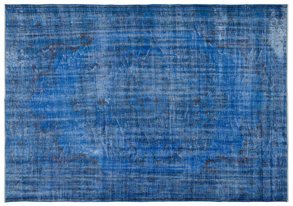 Blue Over Dyed Vintage Rug 6&#39;3&#39;&#39; x 8&#39;10&#39;&#39; ft 190 x 270 cm