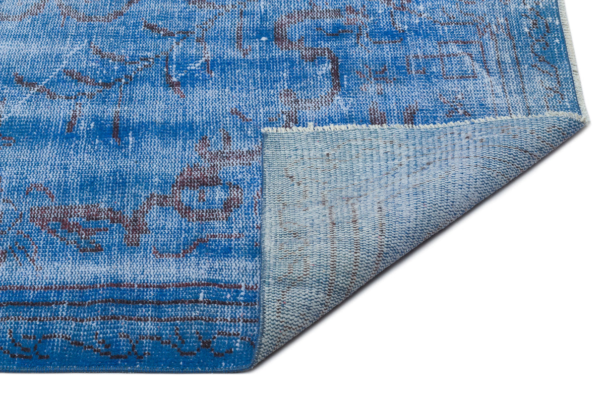 Blue Over Dyed Vintage Rug 5&#39;5&#39;&#39; x 9&#39;3&#39;&#39; ft 166 x 283 cm