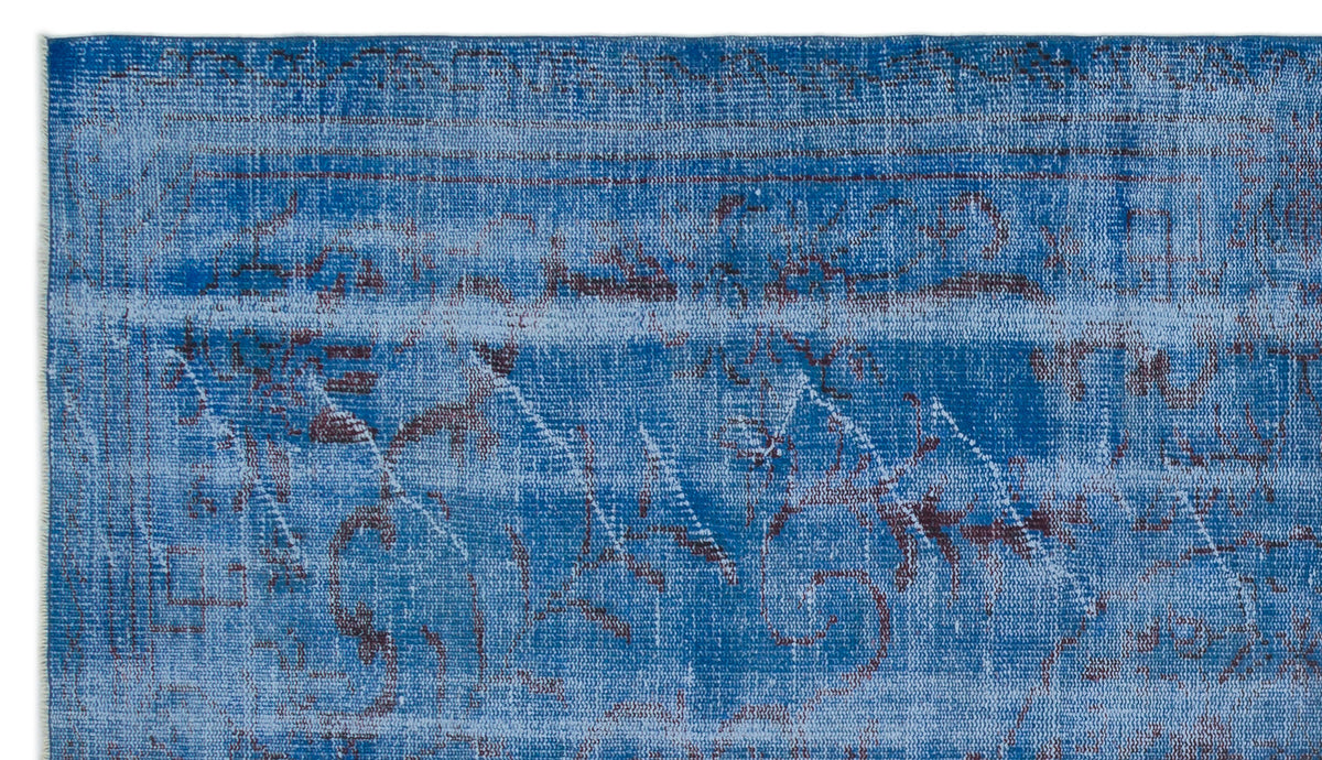 Blue Over Dyed Vintage Rug 5&#39;5&#39;&#39; x 9&#39;3&#39;&#39; ft 166 x 283 cm