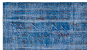 Blue Over Dyed Vintage Rug 5'5'' x 9'3'' ft 166 x 283 cm