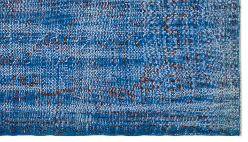 Blue Over Dyed Vintage Rug 5'5'' x 9'3'' ft 166 x 283 cm