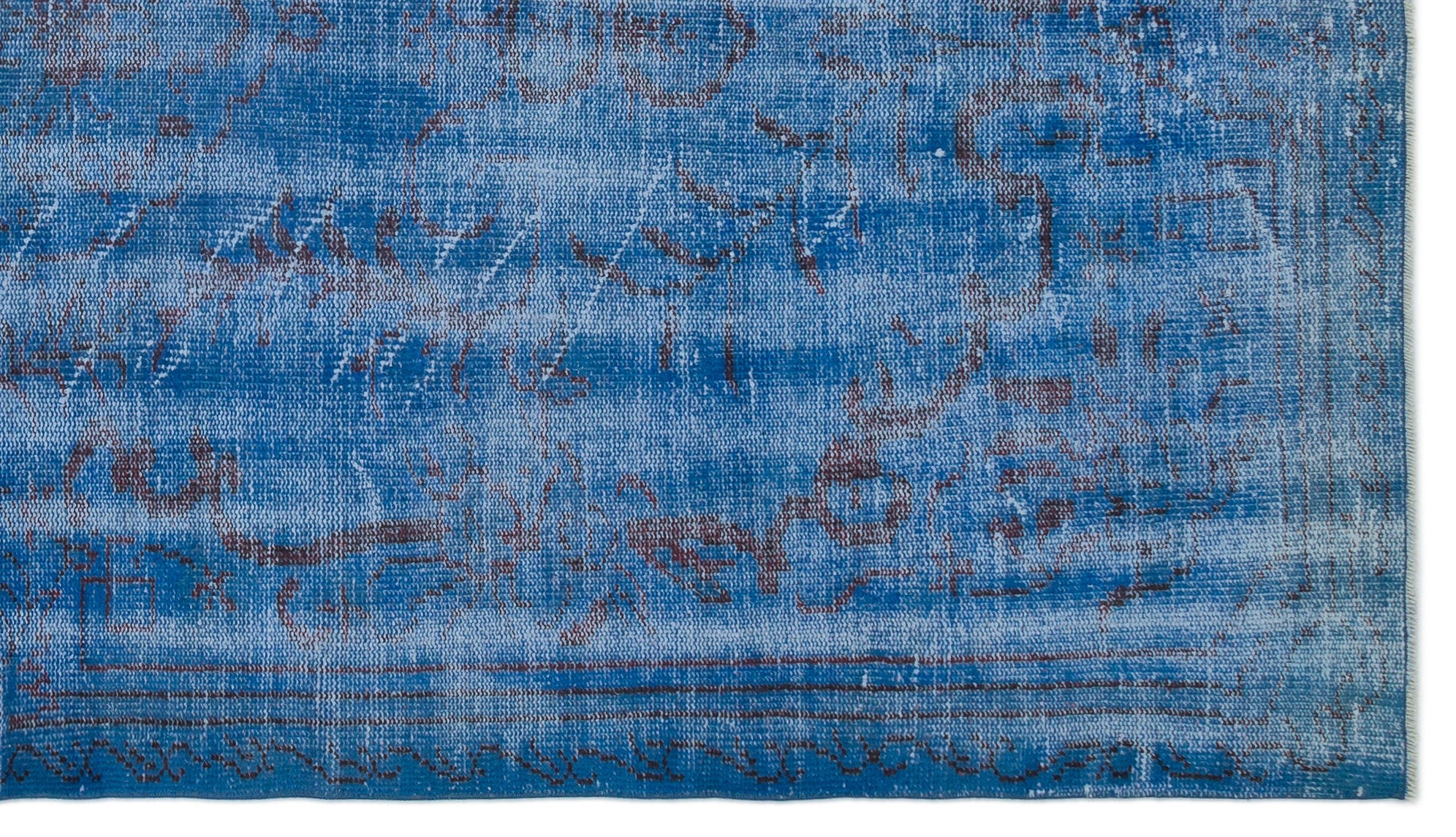 Blue Over Dyed Vintage Rug 5'5'' x 9'3'' ft 166 x 283 cm