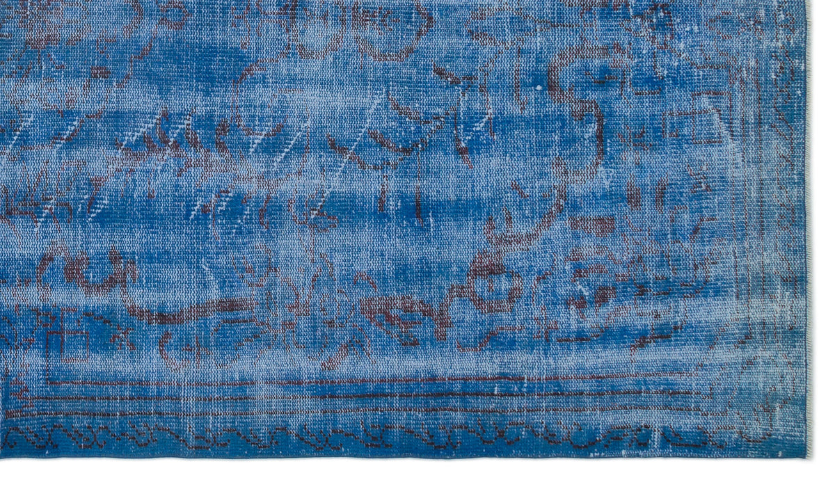 Blue Over Dyed Vintage Rug 5&#39;5&#39;&#39; x 9&#39;3&#39;&#39; ft 166 x 283 cm