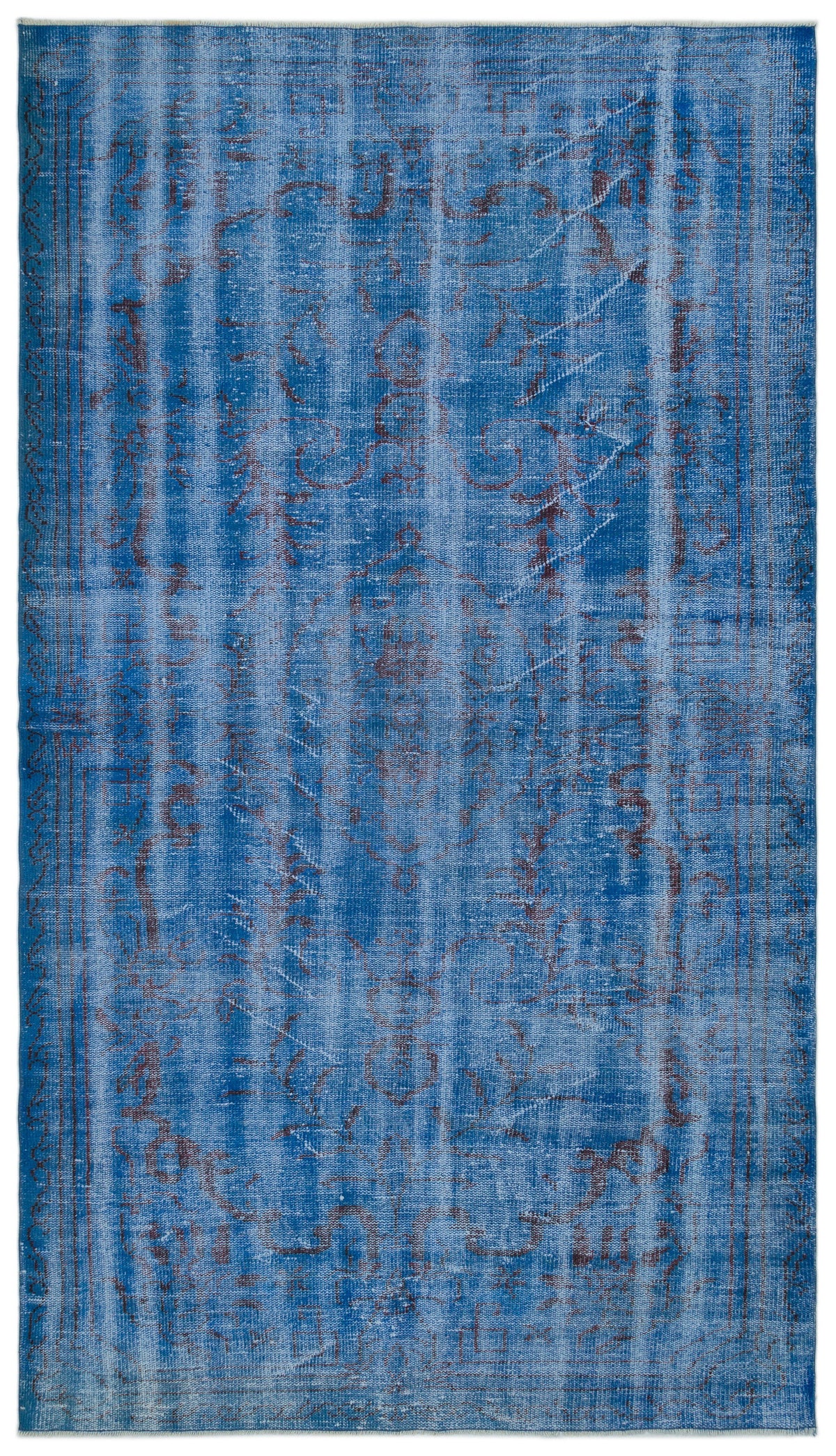 Blue Over Dyed Vintage Rug 5&#39;5&#39;&#39; x 9&#39;3&#39;&#39; ft 166 x 283 cm