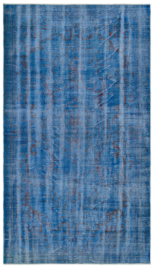 Blue Over Dyed Vintage Rug 5'5'' x 9'3'' ft 166 x 283 cm