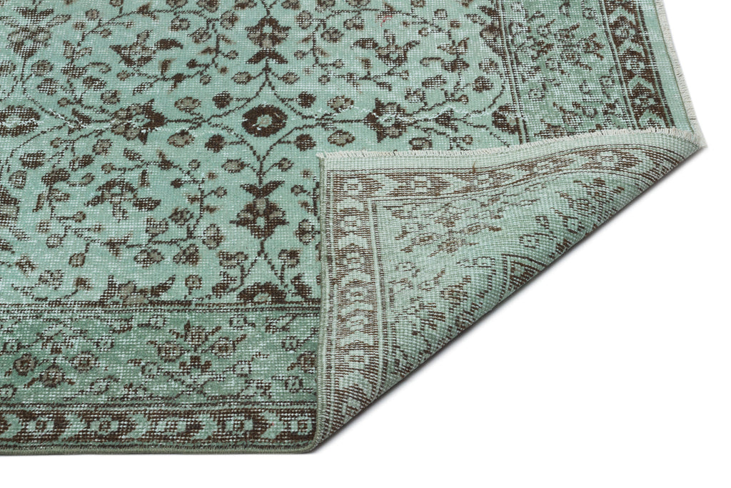 Green Over Dyed Vintage Rug 5'8'' x 9'7'' ft 173 x 293 cm