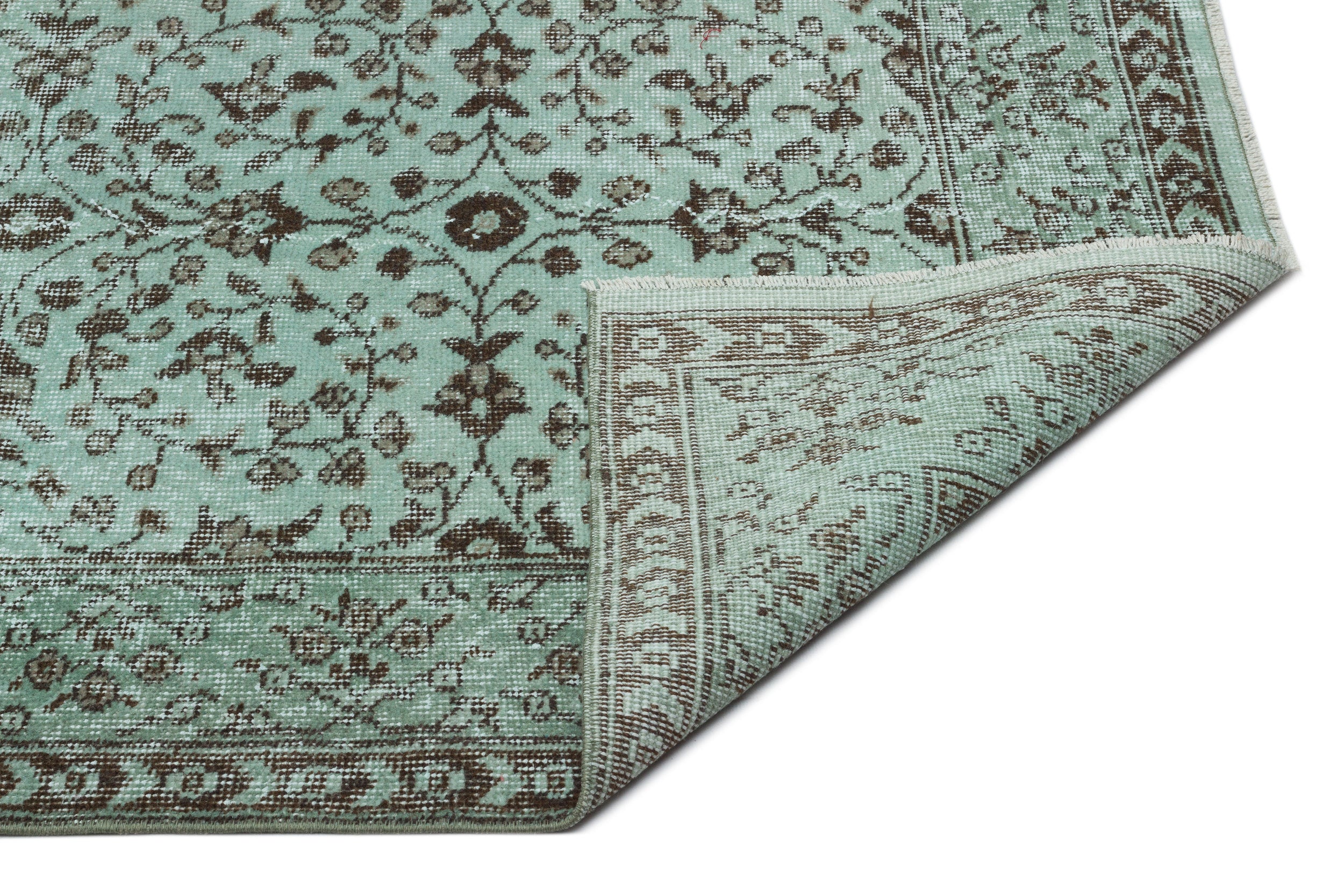 Green Over Dyed Vintage Rug 5'8'' x 9'7'' ft 173 x 293 cm