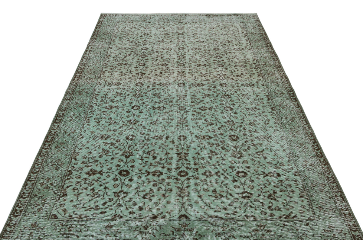 Green Over Dyed Vintage Rug 5&#39;8&#39;&#39; x 9&#39;7&#39;&#39; ft 173 x 293 cm