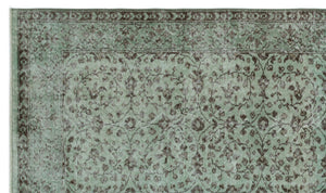 Green Over Dyed Vintage Rug 5'8'' x 9'7'' ft 173 x 293 cm
